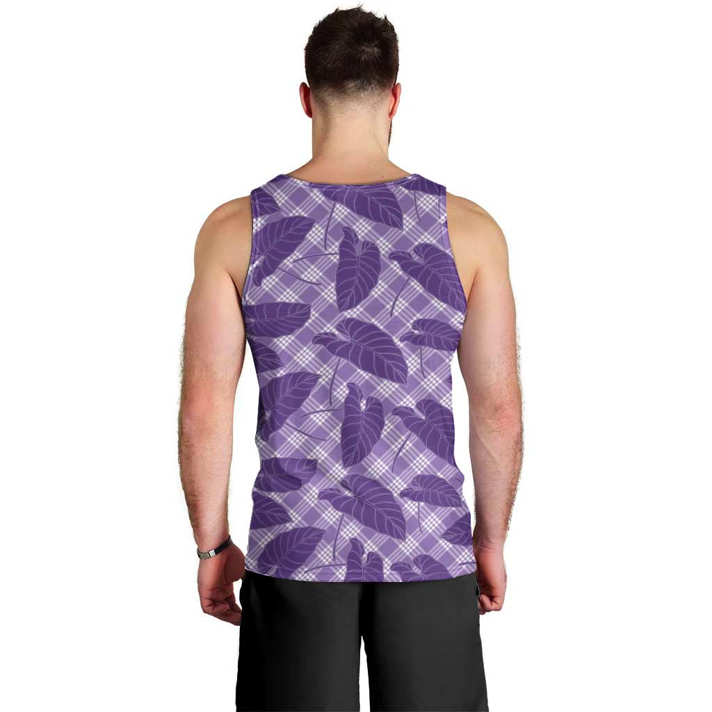 Purple Hawaii Kalo Palaka Motifs Men Tank Top Hawaiian Taro Leaves Elegant Vibes LT14 - Polynesian Pride