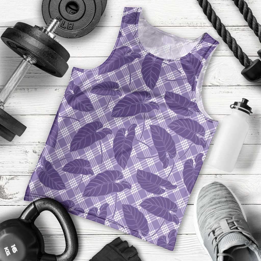 Purple Hawaii Kalo Palaka Motifs Men Tank Top Hawaiian Taro Leaves Elegant Vibes LT14 - Polynesian Pride