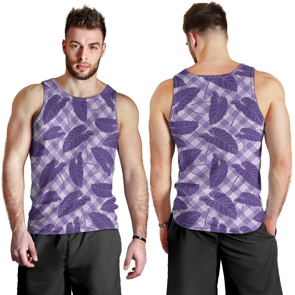 Purple Hawaii Kalo Palaka Motifs Men Tank Top Hawaiian Taro Leaves Elegant Vibes LT14 - Polynesian Pride