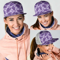 Purple Hawaii Kalo Palaka Motifs Mesh Trucker Cap Hawaiian Taro Leaves Elegant Vibes