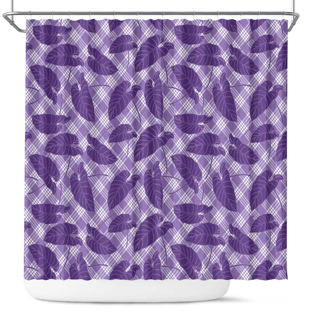 Purple Hawaii Kalo Palaka Motifs Shower Curtain Hawaiian Taro Leaves Elegant Vibes LT14 Purple - Polynesian Pride