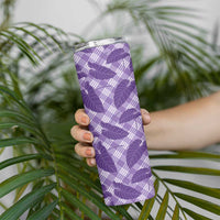Purple Hawaii Kalo Palaka Motifs Skinny Tumbler Hawaiian Taro Leaves Elegant Vibes LT14 - Polynesian Pride