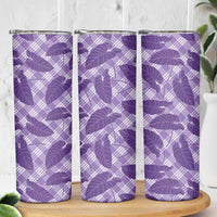 Purple Hawaii Kalo Palaka Motifs Skinny Tumbler Hawaiian Taro Leaves Elegant Vibes LT14 - Polynesian Pride