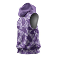 Purple Hawaii Kalo Palaka Motifs Sleeveless Hoodie Hawaiian Taro Leaves Elegant Vibes LT14 - Polynesian Pride