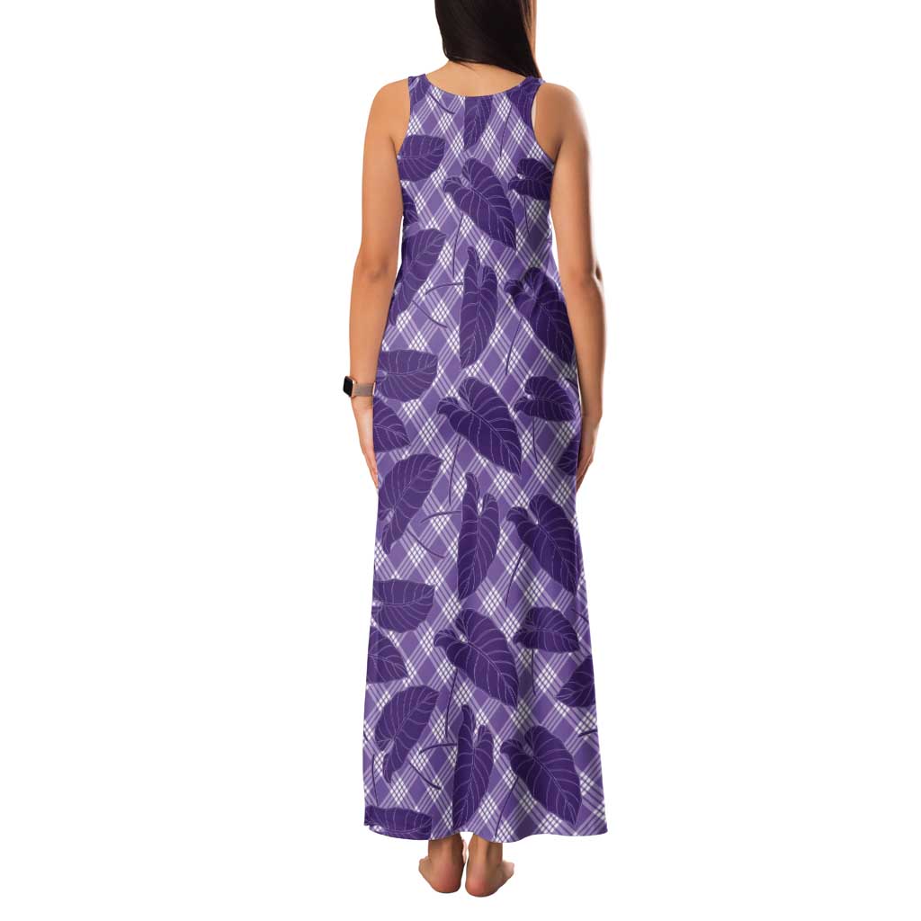 Purple Hawaii Kalo Palaka Motifs Tank Maxi Dress Hawaiian Taro Leaves Elegant Vibes LT14 - Polynesian Pride