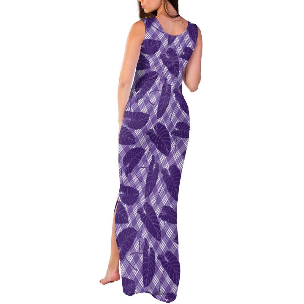 Purple Hawaii Kalo Palaka Motifs Tank Maxi Dress Hawaiian Taro Leaves Elegant Vibes LT14 - Polynesian Pride