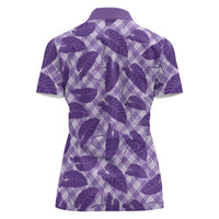 Purple Hawaii Kalo Palaka Motifs Women Polo Shirt Hawaiian Taro Leaves Elegant Vibes LT14 - Polynesian Pride
