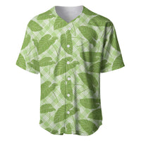 Green Hawaii Kalo Palaka Motifs Baseball Jersey Hawaiian Taro Leaves Elegant Vibes - Polynesian Pride