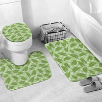 Green Hawaii Kalo Palaka Motifs Bathroom Set Hawaiian Taro Leaves Elegant Vibes LT14 Mat Set Only (3 pcs) One Size Green - Polynesian Pride