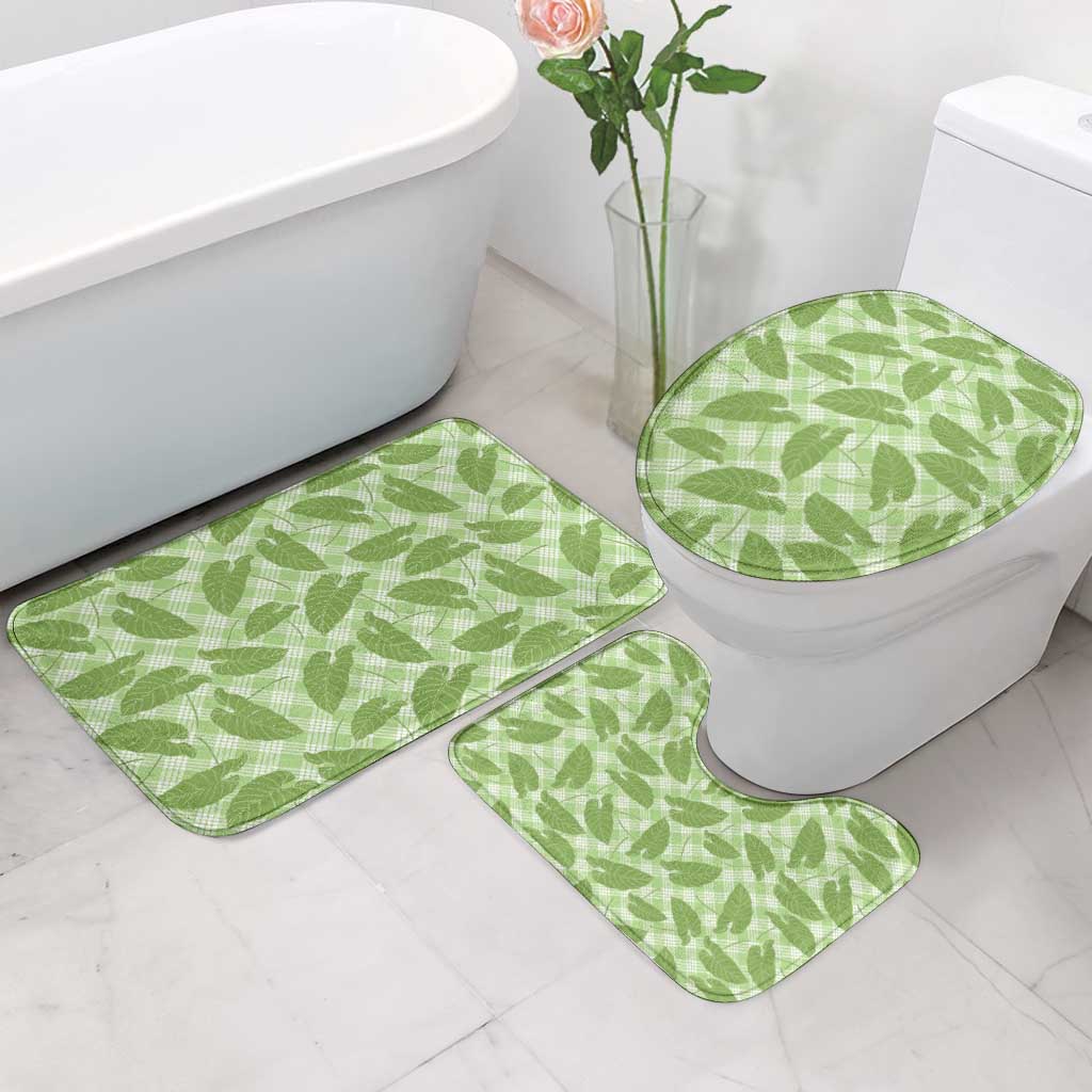Green Hawaii Kalo Palaka Motifs Bathroom Set Hawaiian Taro Leaves Elegant Vibes LT14 - Polynesian Pride
