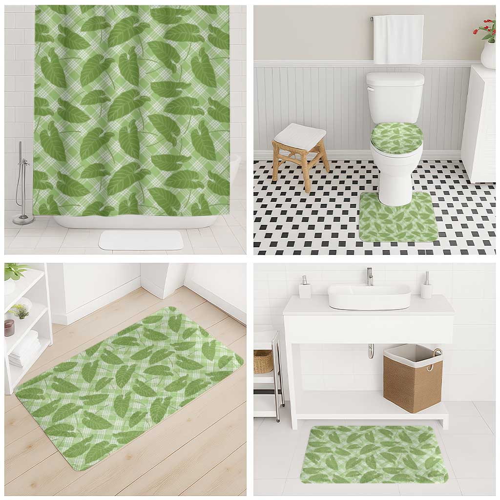 Green Hawaii Kalo Palaka Motifs Bathroom Set Hawaiian Taro Leaves Elegant Vibes LT14 - Polynesian Pride