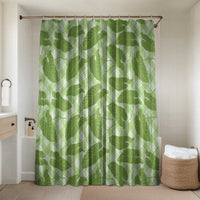 Green Hawaii Kalo Palaka Motifs Bathroom Set Hawaiian Taro Leaves Elegant Vibes LT14 Shower Curtain Only Green - Polynesian Pride