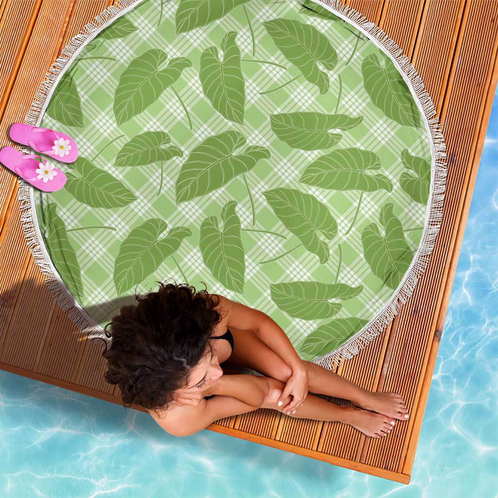 Green Hawaii Kalo Palaka Motifs Beach Blanket Hawaiian Taro Leaves Elegant Vibes LT14 - Polynesian Pride