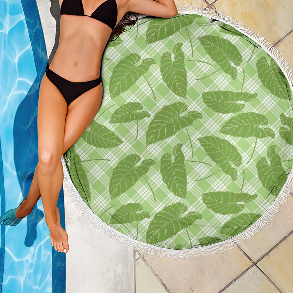 Green Hawaii Kalo Palaka Motifs Beach Blanket Hawaiian Taro Leaves Elegant Vibes LT14 - Polynesian Pride