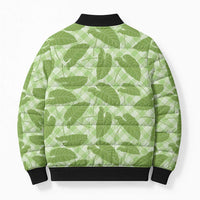 Green Hawaii Kalo Palaka Motifs Bomber Puffer Jacket Hawaiian Taro Leaves Elegant Vibes LT14 - Polynesian Pride
