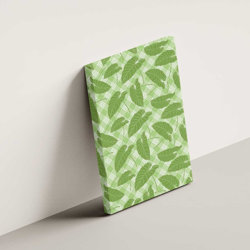 Green Hawaii Kalo Palaka Motifs Canvas Wall Art Hawaiian Taro Leaves Elegant Vibes - Polynesian Pride