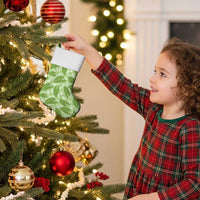 Green Hawaii Kalo Palaka Motifs Christmas Stocking Hawaiian Taro Leaves Elegant Vibes - Polynesian Pride