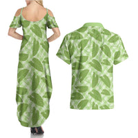 Green Hawaii Kalo Palaka Motifs Couples Matching Summer Maxi Dress and Hawaiian Shirt Hawaiian Taro Leaves Elegant Vibes LT14 - Polynesian Pride