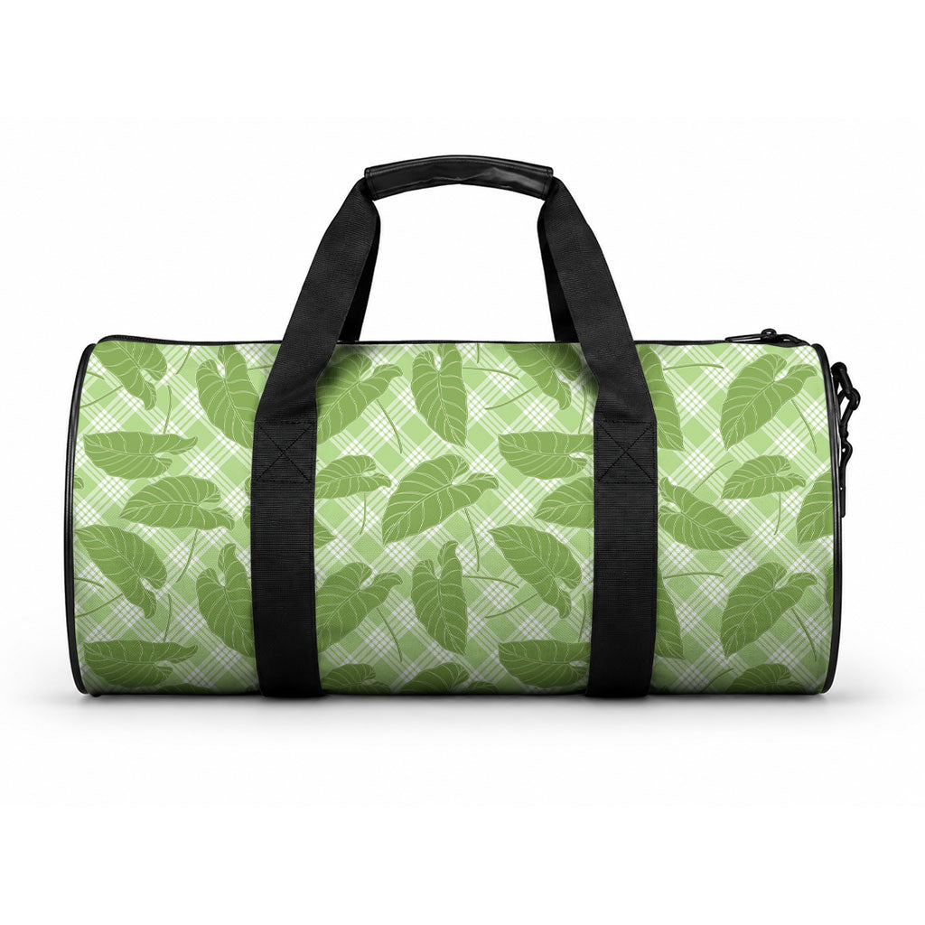 Green Hawaii Kalo Palaka Motifs Duffle Bag Hawaiian Taro Leaves Elegant Vibes LT14 One size Green - Polynesian Pride
