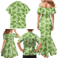 Green Hawaii Kalo Palaka Motifs Family Matching Mermaid Dress and Hawaiian Shirt Hawaiian Taro Leaves Elegant Vibes LT14 - Polynesian Pride
