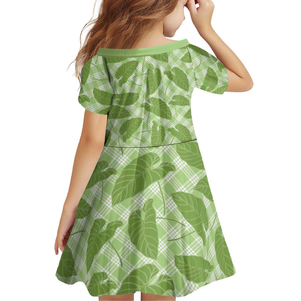 Green Hawaii Kalo Palaka Motifs Family Matching Puletasi and Hawaiian Shirt Hawaiian Taro Leaves Elegant Vibes LT14 - Polynesian Pride
