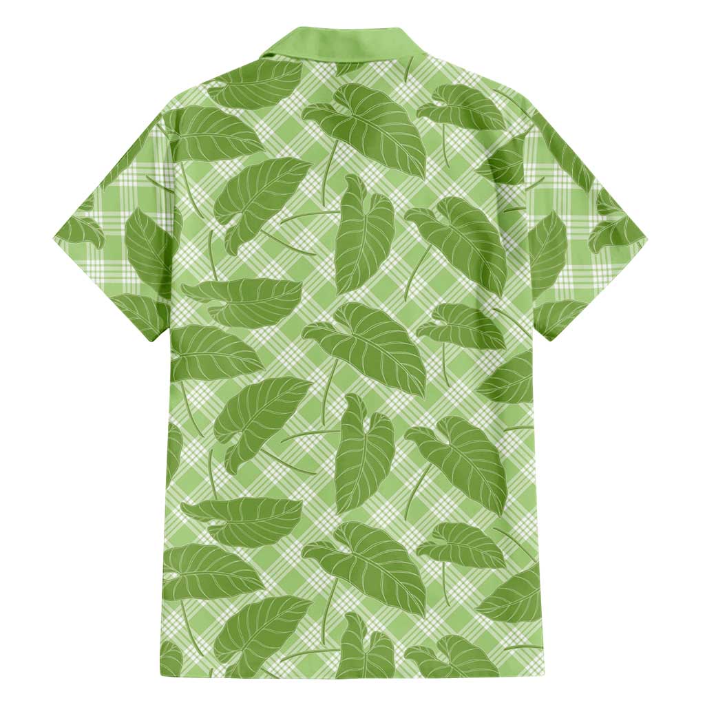 Green Hawaii Kalo Palaka Motifs Family Matching Puletasi and Hawaiian Shirt Hawaiian Taro Leaves Elegant Vibes LT14 - Polynesian Pride