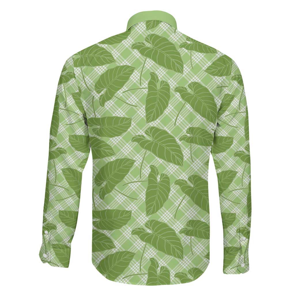 Green Hawaii Kalo Palaka Motifs Family Matching Puletasi and Hawaiian Shirt Hawaiian Taro Leaves Elegant Vibes LT14 - Polynesian Pride