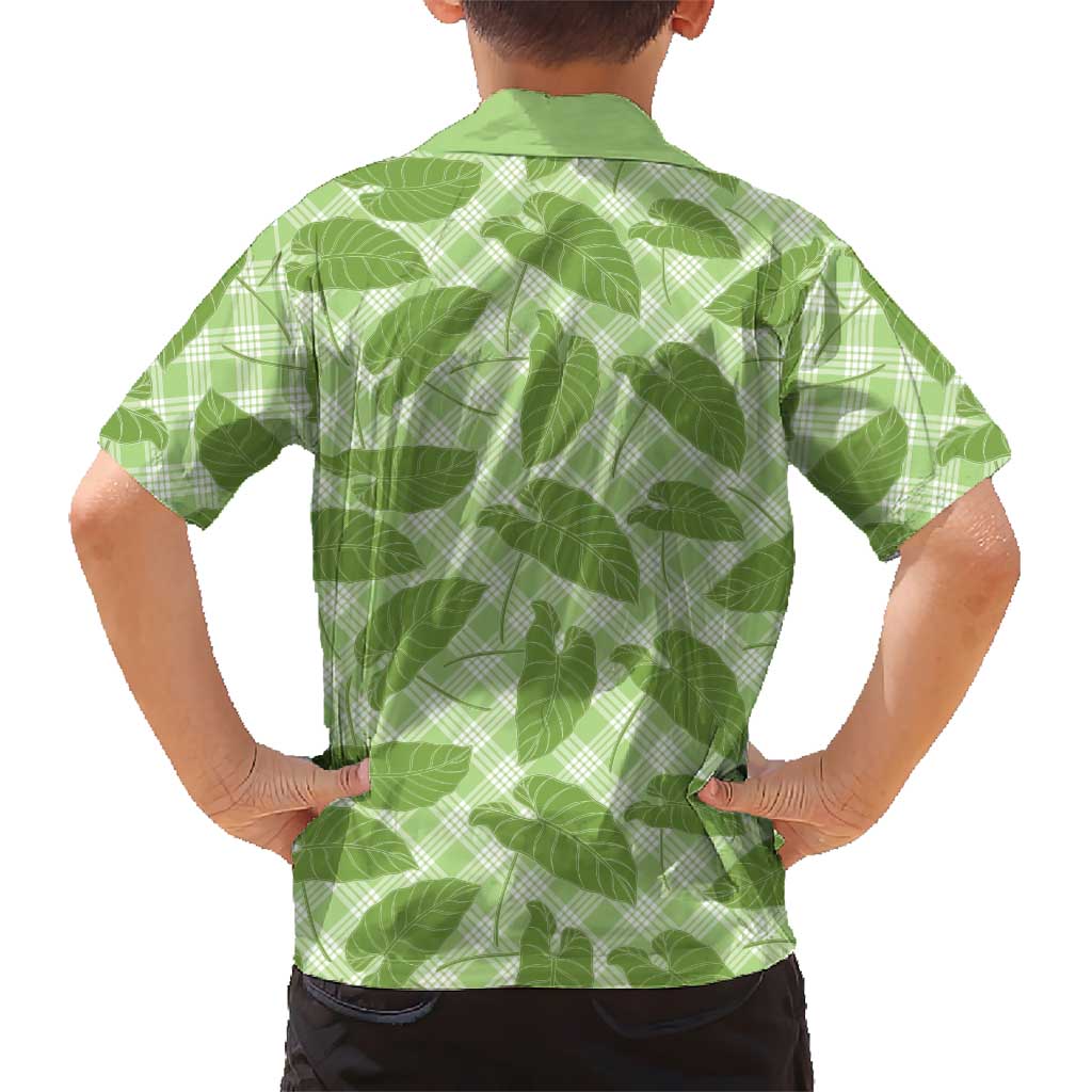Green Hawaii Kalo Palaka Motifs Family Matching Short Sleeve Bodycon Dress and Hawaiian Shirt Hawaiian Taro Leaves Elegant Vibes LT14 - Polynesian Pride