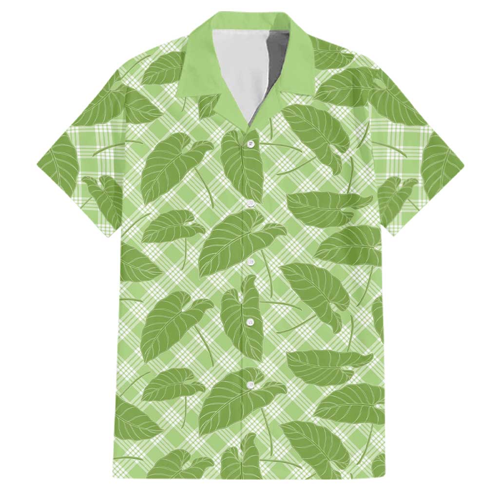 Green Hawaii Kalo Palaka Motifs Family Matching Summer Maxi Dress and Hawaiian Shirt Hawaiian Taro Leaves Elegant Vibes LT14 Dad's Shirt - Short Sleeve Green - Polynesian Pride