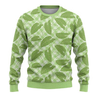 Green Hawaii Kalo Palaka Motifs Ugly Christmas Sweater Hawaiian Taro Leaves Elegant Vibes LT14 - Polynesian Pride