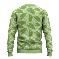 Green Hawaii Kalo Palaka Motifs Ugly Christmas Sweater Hawaiian Taro Leaves Elegant Vibes LT14 - Polynesian Pride