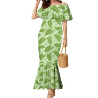 Green Hawaii Kalo Palaka Motifs Mermaid Dress Hawaiian Taro Leaves Elegant Vibes LT14 Women Green - Polynesian Pride