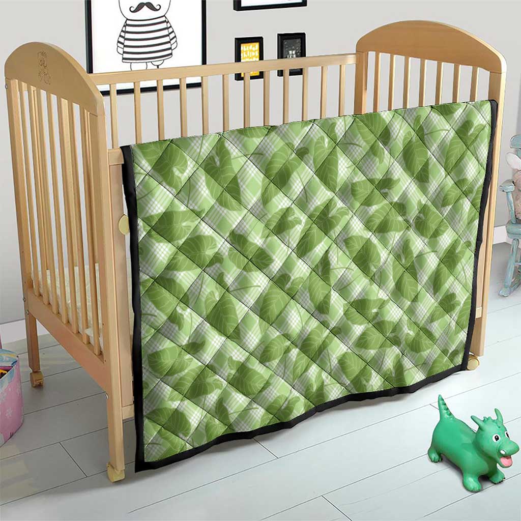 Green Hawaii Kalo Palaka Motifs Quilt Hawaiian Taro Leaves Elegant Vibes - Polynesian Pride