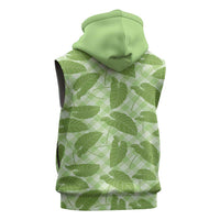 Green Hawaii Kalo Palaka Motifs Sleeveless Hoodie Hawaiian Taro Leaves Elegant Vibes LT14 - Polynesian Pride
