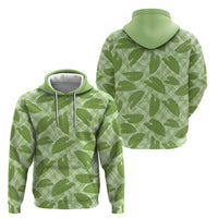 Green Hawaii Kalo Palaka Motifs Zip Hoodie Hawaiian Taro Leaves Elegant Vibes - Polynesian Pride