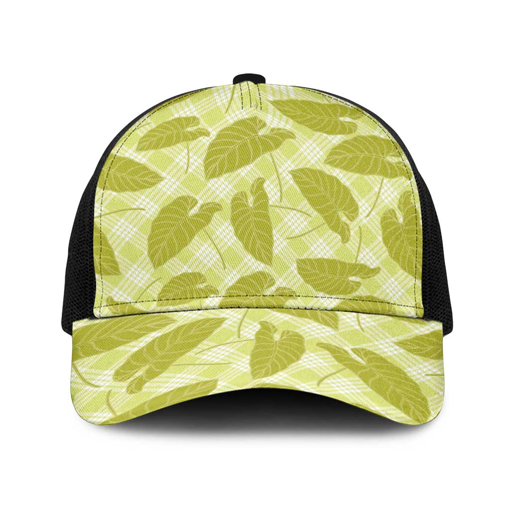 Lime Green Hawaii Kalo Palaka Motifs Baseball Net Cap Hawaiian Taro Leaves Elegant Vibes