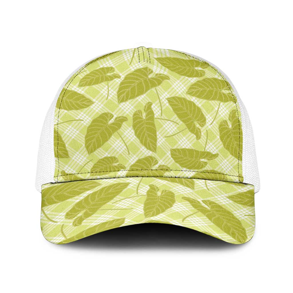 Lime Green Hawaii Kalo Palaka Motifs Baseball Net Cap Hawaiian Taro Leaves Elegant Vibes