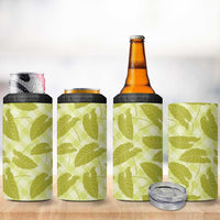Lime Green Hawaii Kalo Palaka Motifs 4 in 1 Can Cooler Tumbler Hawaiian Taro Leaves Elegant Vibes LT14 - Polynesian Pride