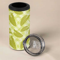 Lime Green Hawaii Kalo Palaka Motifs 4 in 1 Can Cooler Tumbler Hawaiian Taro Leaves Elegant Vibes LT14 - Polynesian Pride