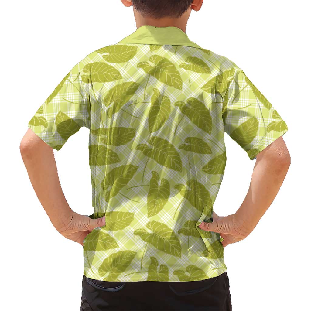 Lime Green Hawaii Kalo Palaka Motifs Family Matching Long Sleeve Bodycon Dress and Hawaiian Shirt Hawaiian Taro Leaves Elegant Vibes LT14 - Polynesian Pride