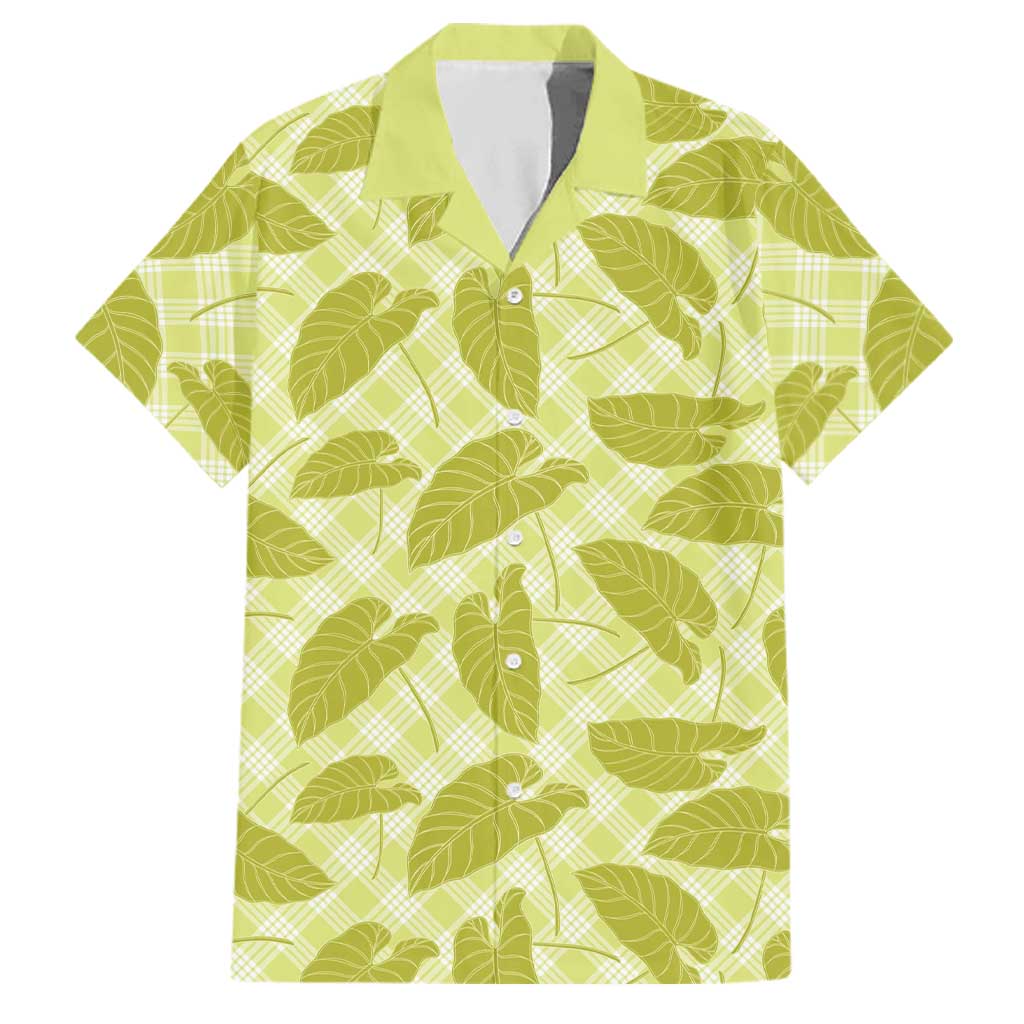 Lime Green Hawaii Kalo Palaka Motifs Family Matching Short Sleeve Bodycon Dress and Hawaiian Shirt Hawaiian Taro Leaves Elegant Vibes LT14 Dad's Shirt - Short Sleeve Lime Green - Polynesian Pride