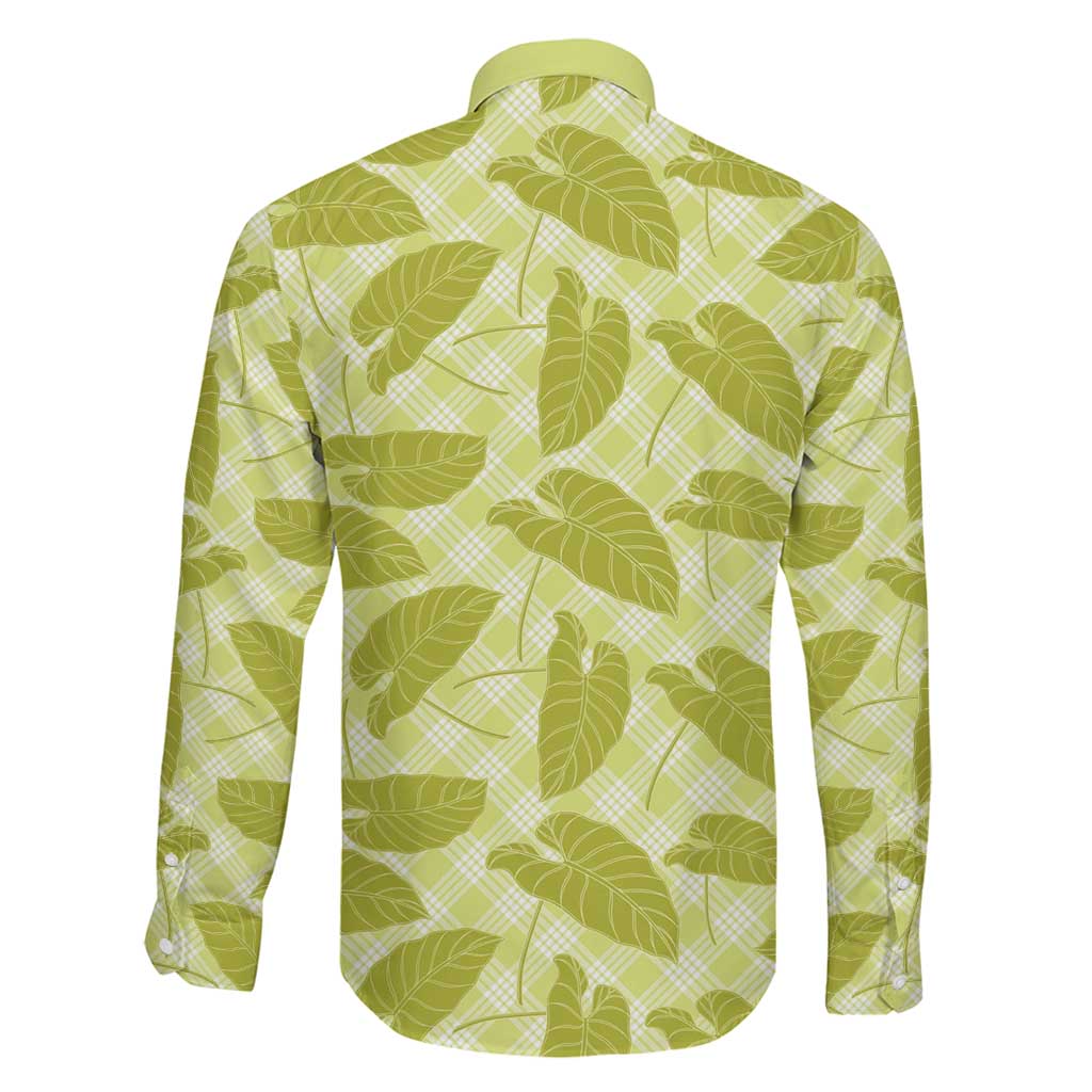 Lime Green Hawaii Kalo Palaka Motifs Family Matching Short Sleeve Bodycon Dress and Hawaiian Shirt Hawaiian Taro Leaves Elegant Vibes LT14 - Polynesian Pride