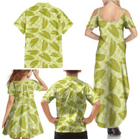 Lime Green Hawaii Kalo Palaka Motifs Family Matching Summer Maxi Dress and Hawaiian Shirt Hawaiian Taro Leaves Elegant Vibes LT14 - Polynesian Pride