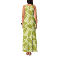 Lime Green Hawaii Kalo Palaka Motifs Family Matching Tank Maxi Dress and Hawaiian Shirt Hawaiian Taro Leaves Elegant Vibes LT14 - Polynesian Pride