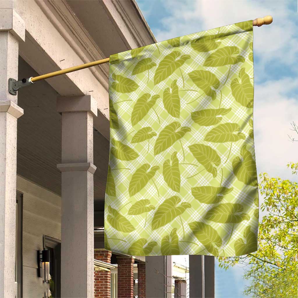 Lime Green Hawaii Kalo Palaka Motifs Garden Flag Hawaiian Taro Leaves Elegant Vibes LT14 House Flag Lime Green - Polynesian Pride