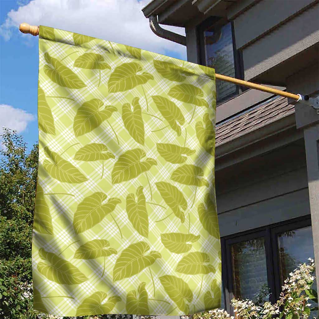 Lime Green Hawaii Kalo Palaka Motifs Garden Flag Hawaiian Taro Leaves Elegant Vibes LT14 - Polynesian Pride