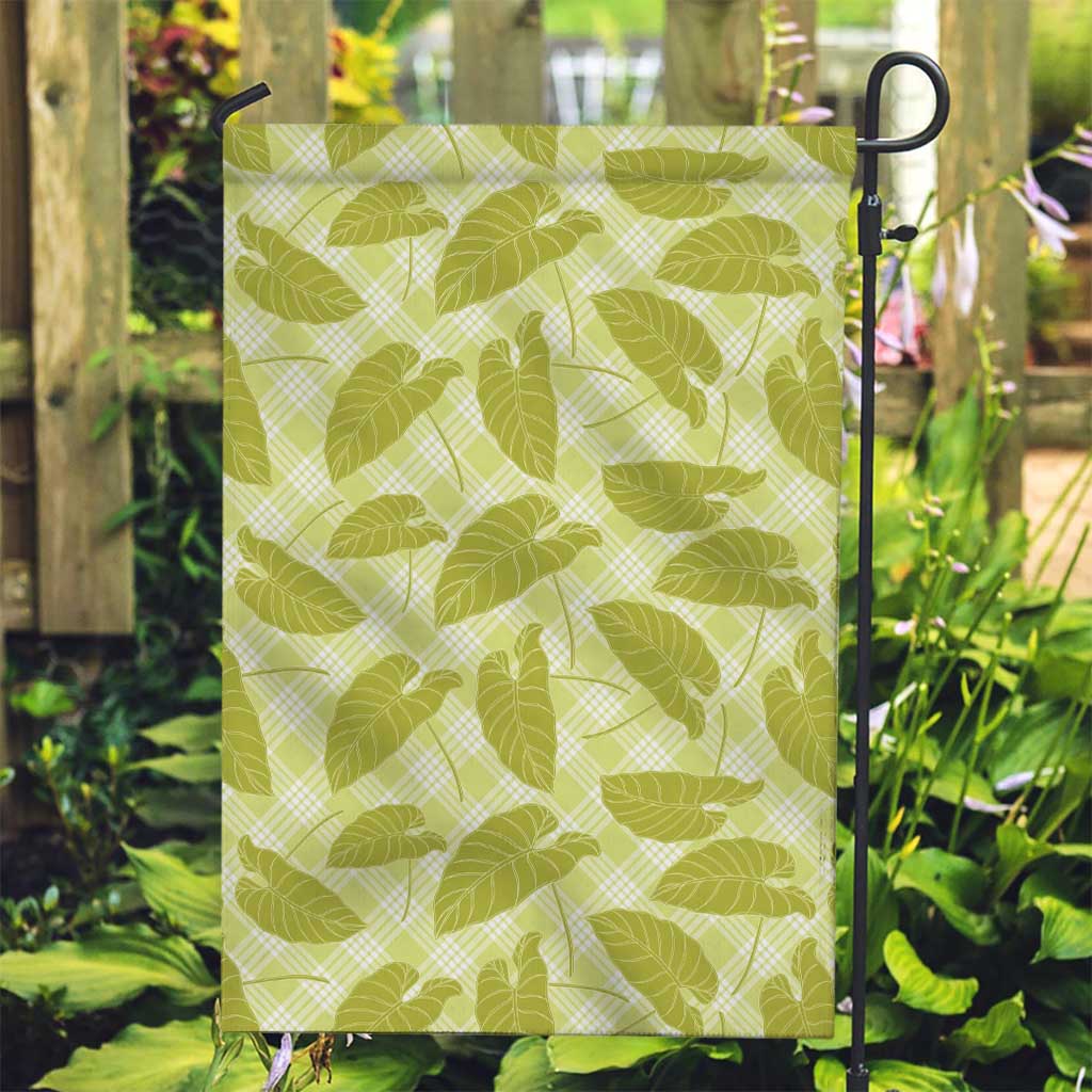 Lime Green Hawaii Kalo Palaka Motifs Garden Flag Hawaiian Taro Leaves Elegant Vibes LT14 Garden Flag Lime Green - Polynesian Pride
