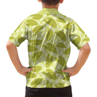 Lime Green Hawaii Kalo Palaka Motifs Kid Hawaiian Shirt Hawaiian Taro Leaves Elegant Vibes - Polynesian Pride