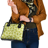 Lime Green Hawaii Kalo Palaka Motifs Shoulder Handbag Hawaiian Taro Leaves Elegant Vibes - Polynesian Pride