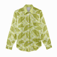 Lime Green Hawaii Kalo Palaka Women Casual Shirt - Hawaiian Taro Leaves Elegant Vibes LT14 - Polynesian Pride